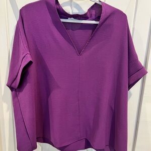 Purple Cuffed Sleeve Boxy Blouse